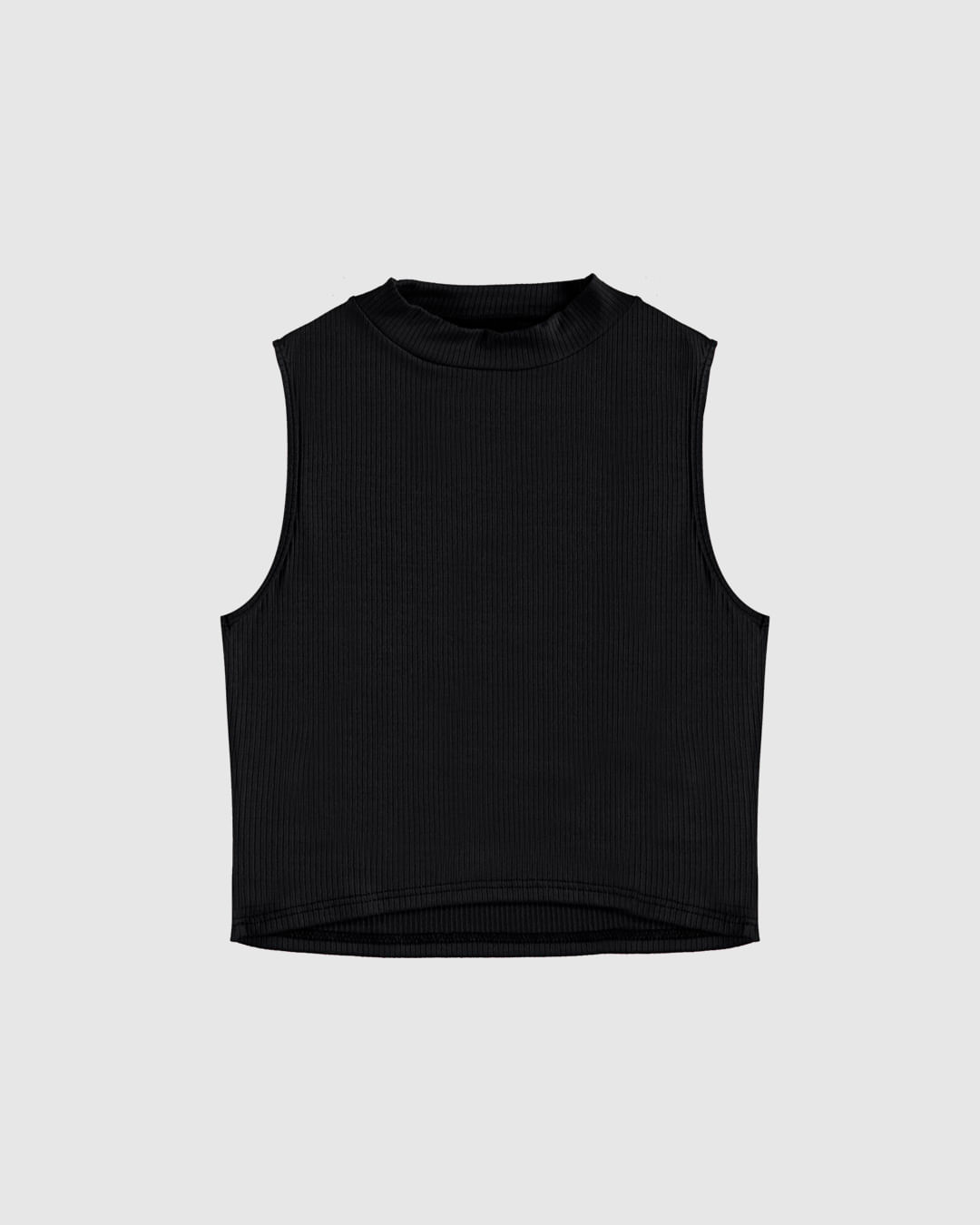 Regata Cropped Infantil Menina Gola Alta em Malha Viscose Canelada Malwee Kids
