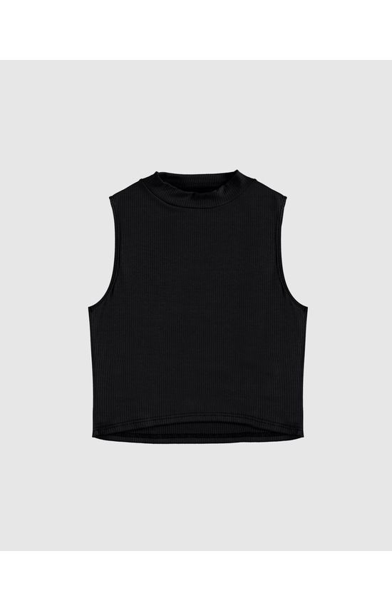 Regata Cropped Menina Gola Alta Em Malha Viscose Canelada Malwee Kids