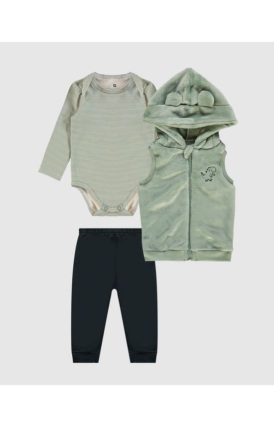 Conjunto Infantil Menino 3 Peças Colete + Body + Calça Malwee Kids