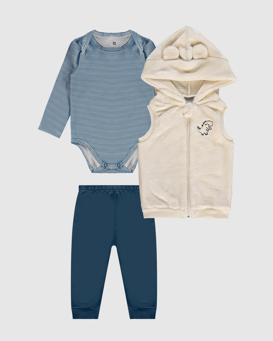 Conjunto Infantil Menino 3 Peças Colete + Body + Calça Malwee Kids - Imagem 6