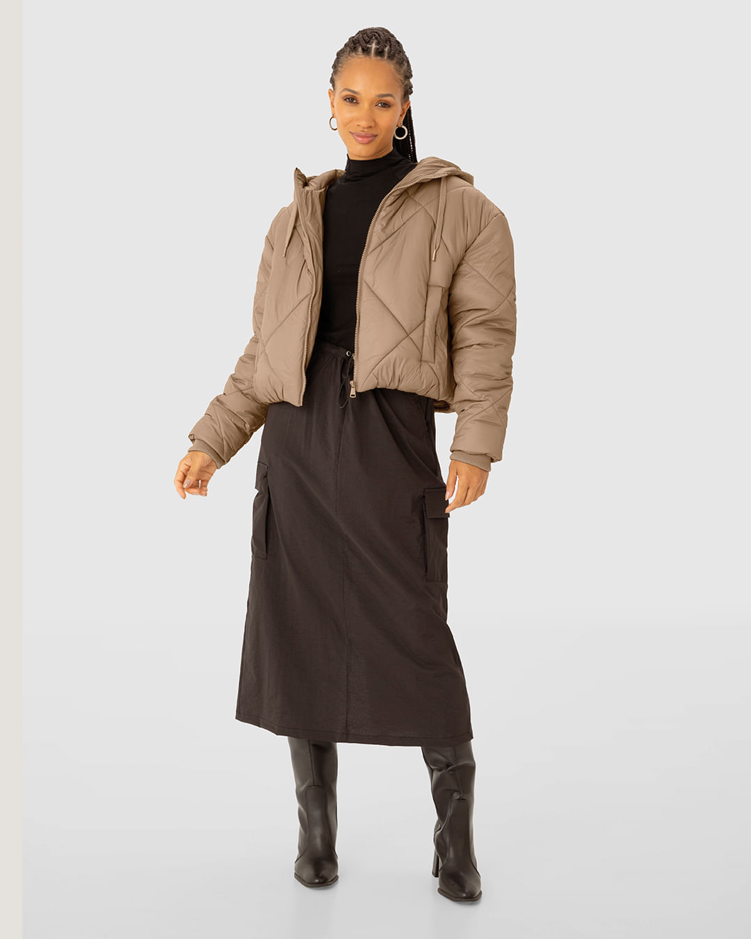 Jaqueta Puffer Feminina Capuz Removível Em Poliamida - ENFIM - Imagem 9