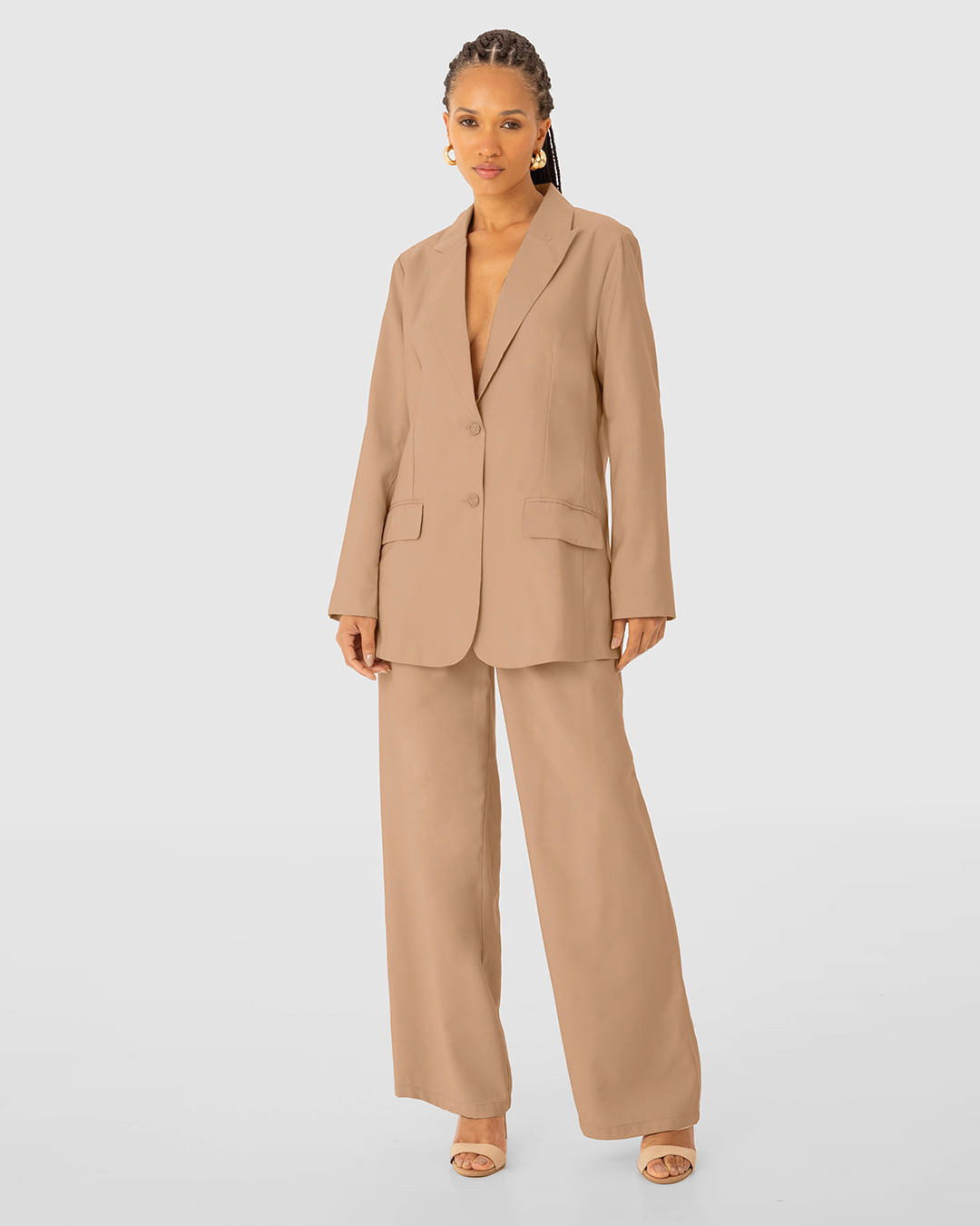 Blazer Feminino Alongado Abotoamento Duplo em Liocel - ENFIM