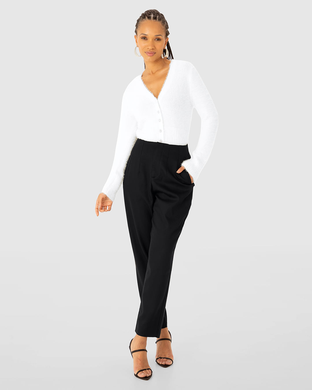 Calça Feminina Alfaiataria Cintura Alta Em Tecido Texturizado - ENFIM - Imagem 7