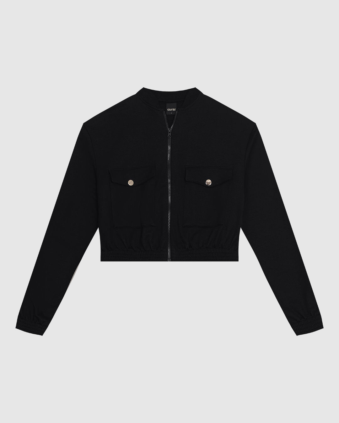 Jaqueta Bomber Feminina Bolso com Lapela em Moletom Flanelado - ENFIM