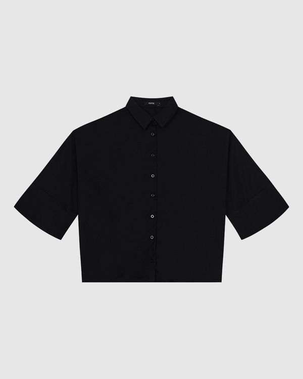 Camisa Ampla Feminina Manga 7/8 Em Liocel - ENFIM Preto - GG