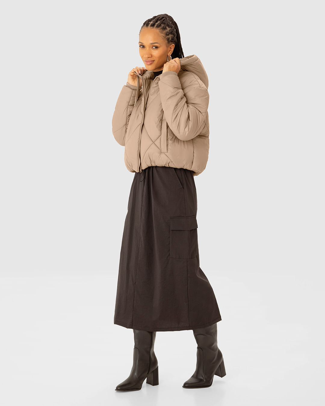 Jaqueta Puffer Feminina Capuz Removível Em Poliamida - ENFIM - Imagem 6