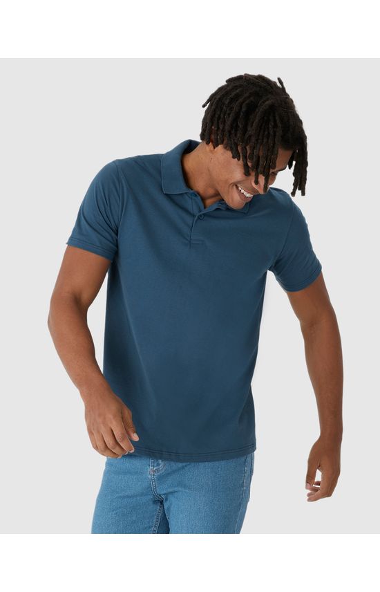 Camisa Polo Básica Masculina Peitilho Frontal Em Algodão