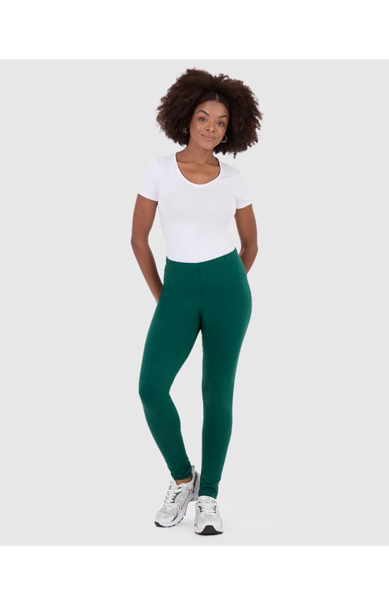 Calça Legging Básica Feminina Em Moletom Stretch Flanelado