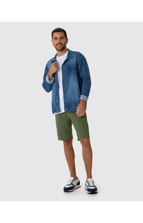 Bermuda Básica Masculina Cintura Média Em Moletom Sem Flanela