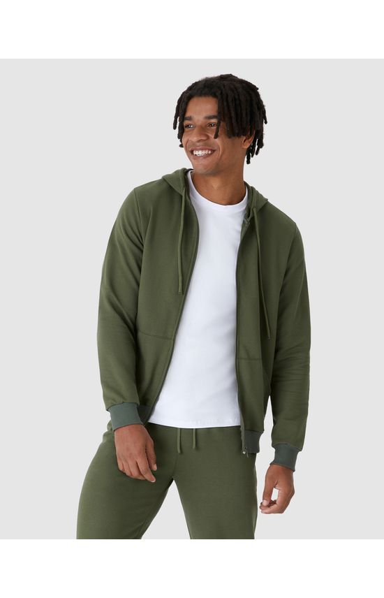 Jaqueta Básica Masculina Com Capuz Em Moletom