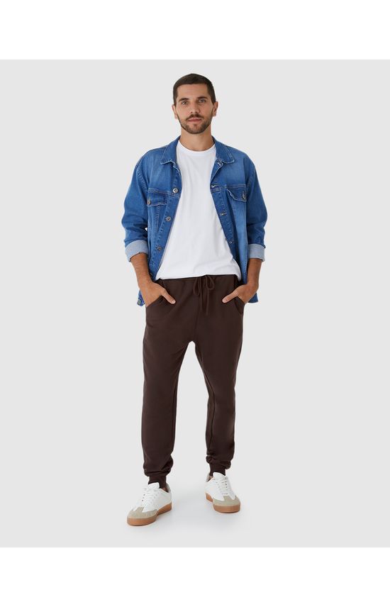 Calça Básica Masculina Jogger Em Moletom Sem Flanela
