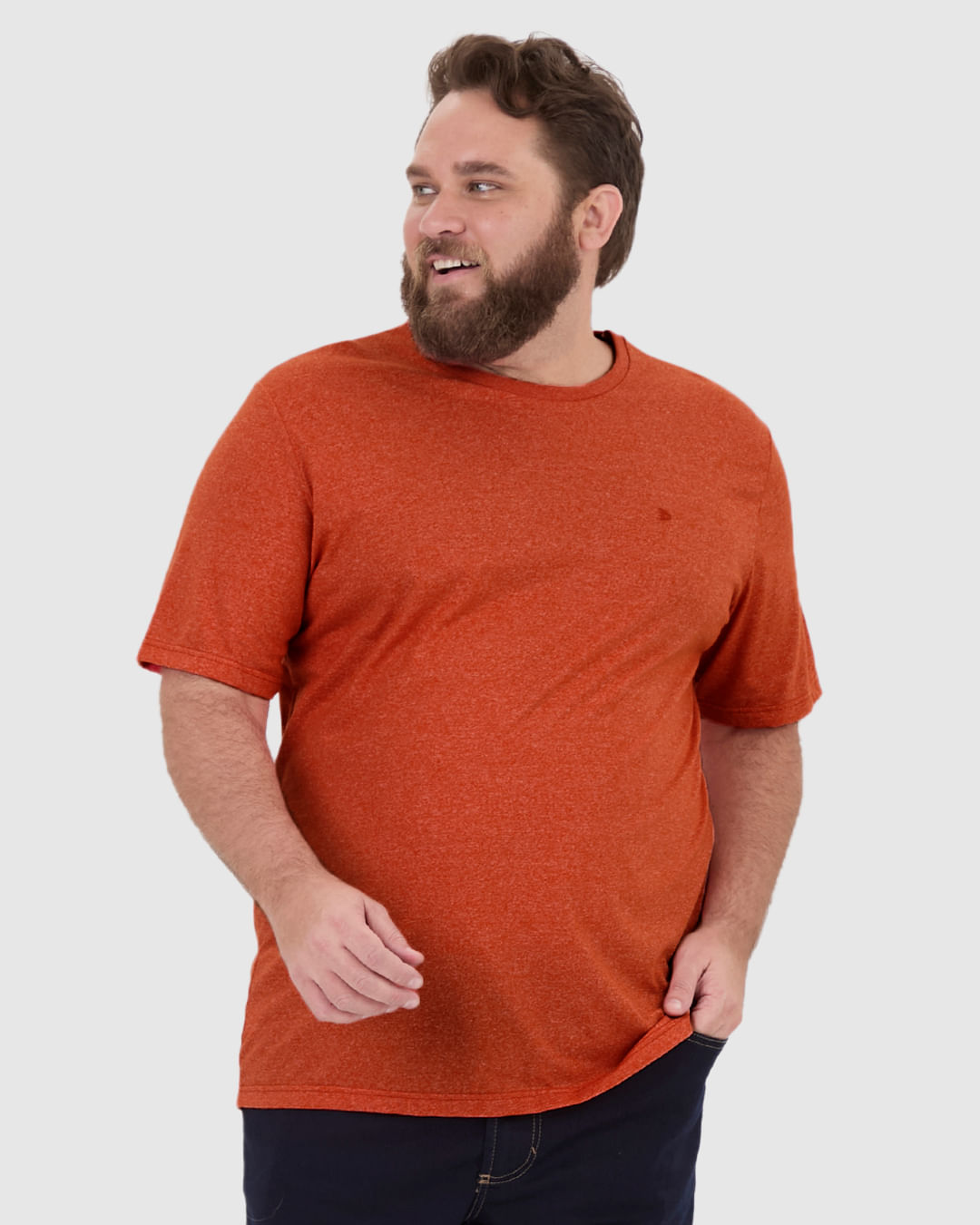 Camiseta Básica Masculina Plus Size Decote Redondo Em Malha Rajada