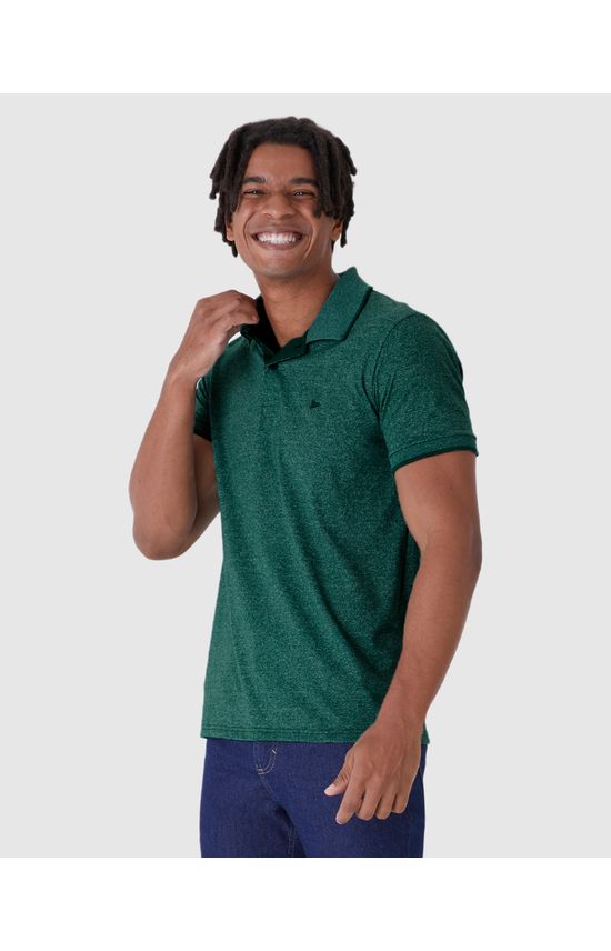 Camisa Polo Básica Masculina Slim Em Malha Rajada