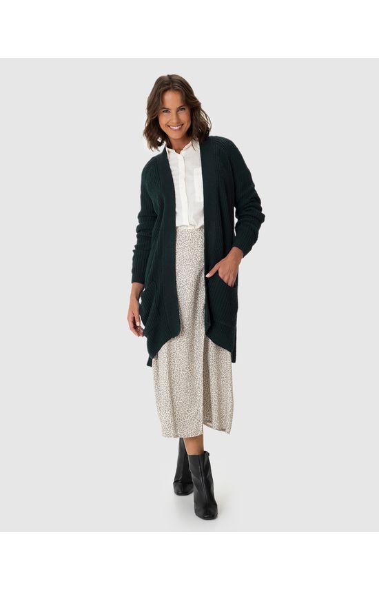 Cardigan Feminino Transpassado Com Cinto Em Tricô