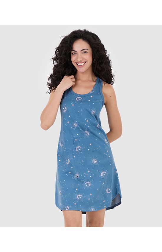 Camisola Feminina Sem Manga Estampada Em Algodão