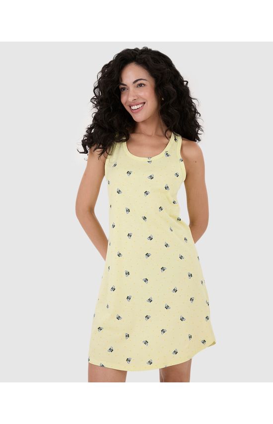 Camisola Feminina Sem Manga Estampada Em Algodão