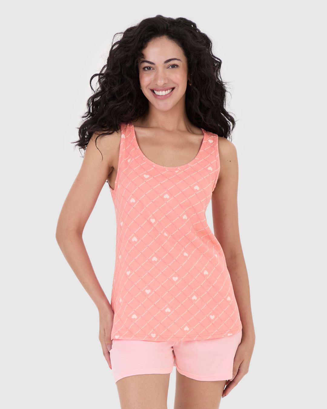 Pijama Feminino Regata Estampada Em Algodão