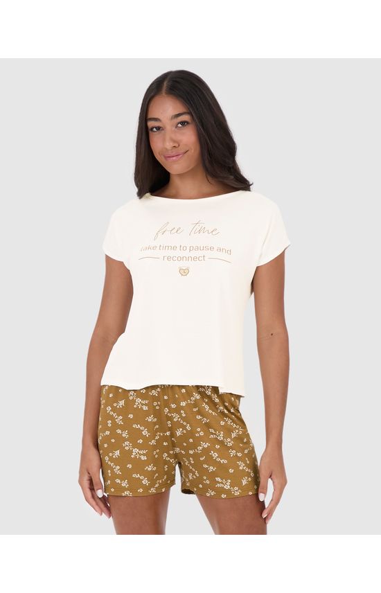 Pijama Feminino Free Time Take Time To Pause And Reconnect Em Viscose Stretch