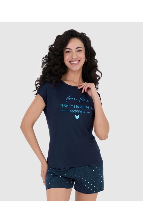 Pijama Feminino Free Time Take Time To Pause And Reconnect Em Viscose Stretch