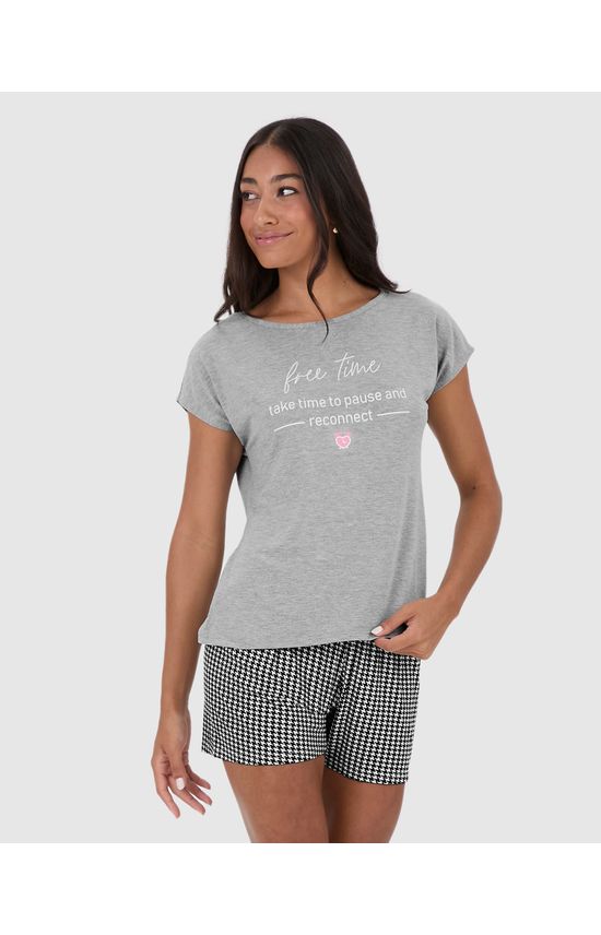 Pijama Feminino Free Time Take Time To Pause And Reconnect Em Viscose Stretch