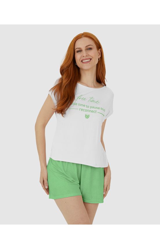 Pijama Feminino Free Time Take Time To Pause And Reconnect Em Viscose Stretch