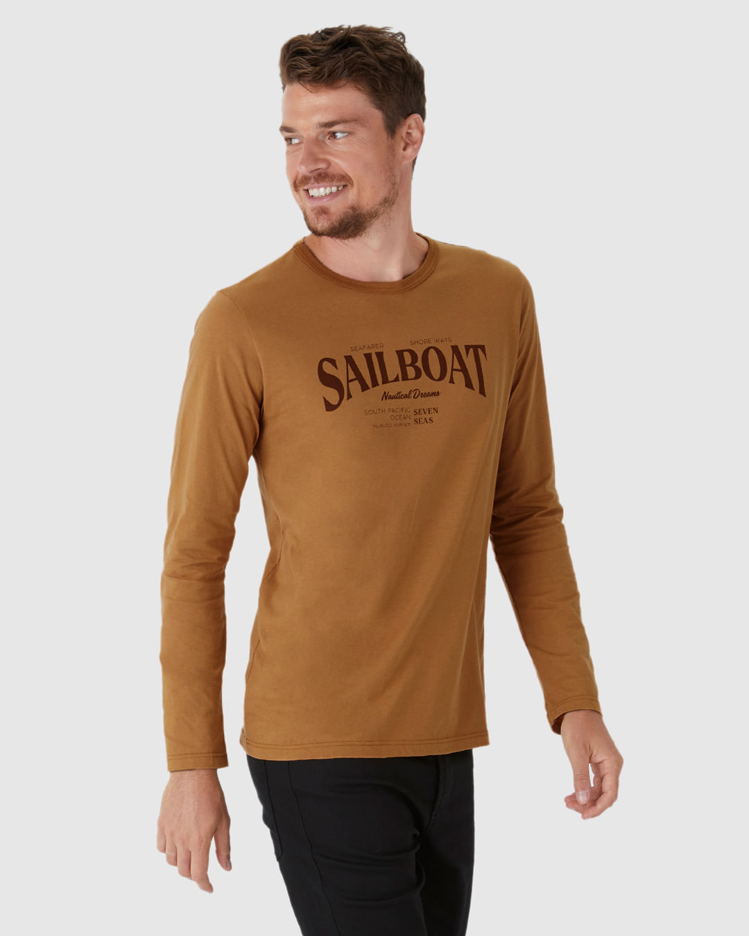 Camiseta Masculina Manga Longa Com Estampa Em Algodão - Imagem 21