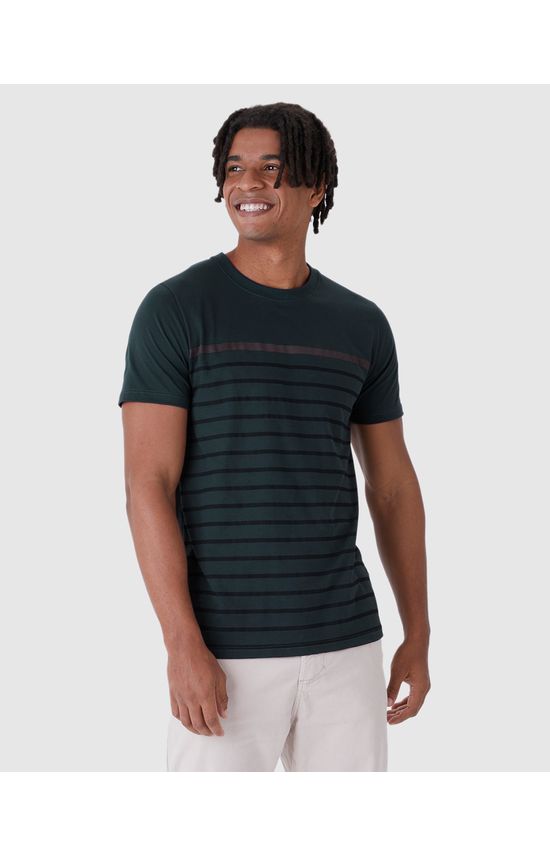 Camiseta Masculina Estampa Listrada Em Algodão