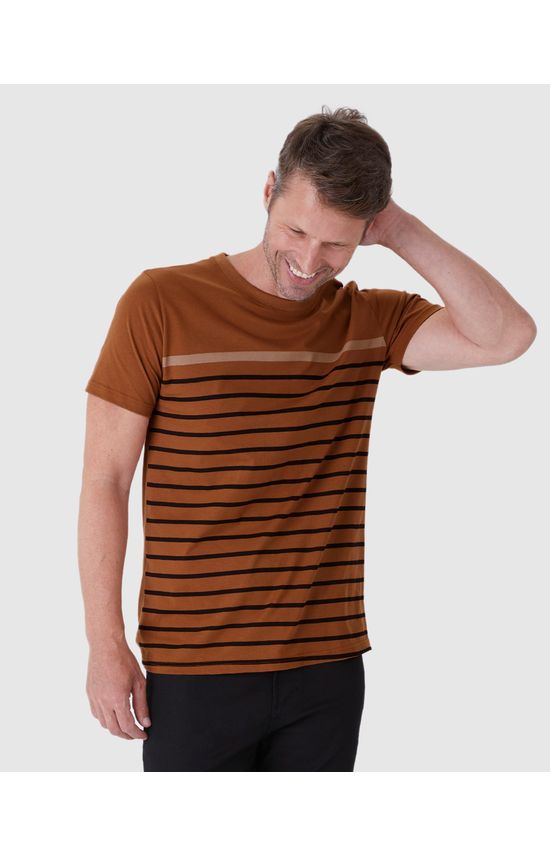 Camiseta Masculina Estampa Listrada Em Algodão