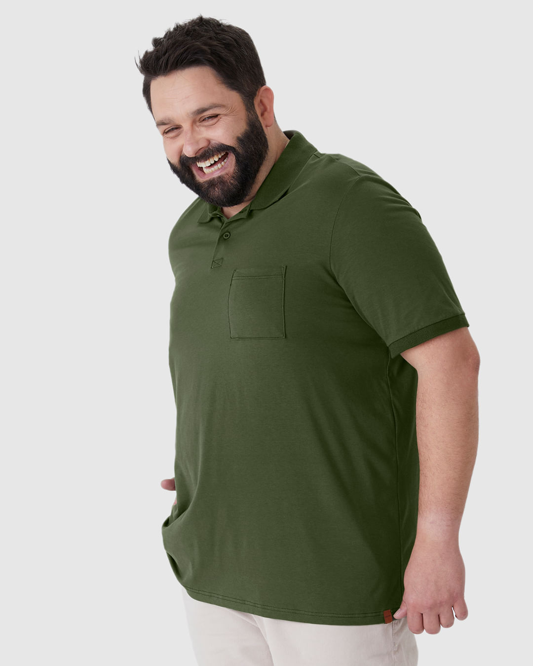 Camisa Polo Masculina Plus Size Com Bolso Funcional Em Algodão - Imagem 21
