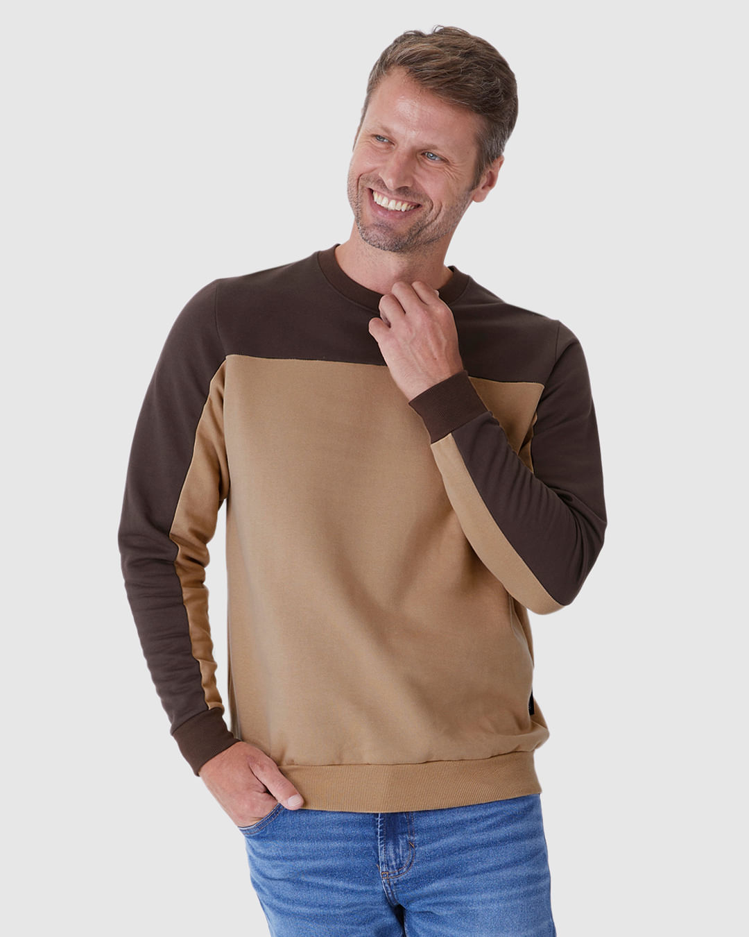 Blusão Masculino Bicolor em Moletom Flanelado