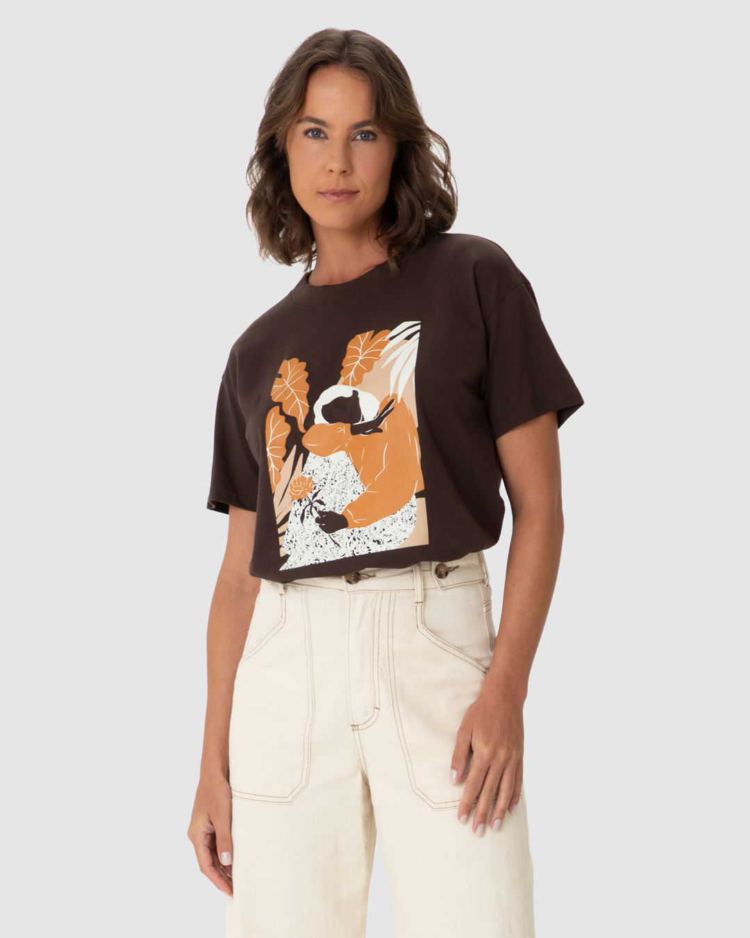 Camiseta Feminina com Ilustração em Algodão