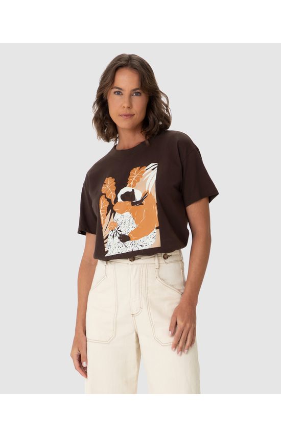 Camiseta Feminina Com Ilustração Em Algodão