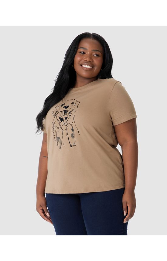 Camiseta Feminina Plus Size Dog Smile Best Smile Em Algodão