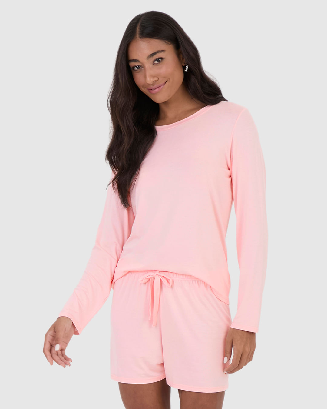 Blusa Feminina De Pijama Manga Longa Em Viscose Stretch - Imagem 6