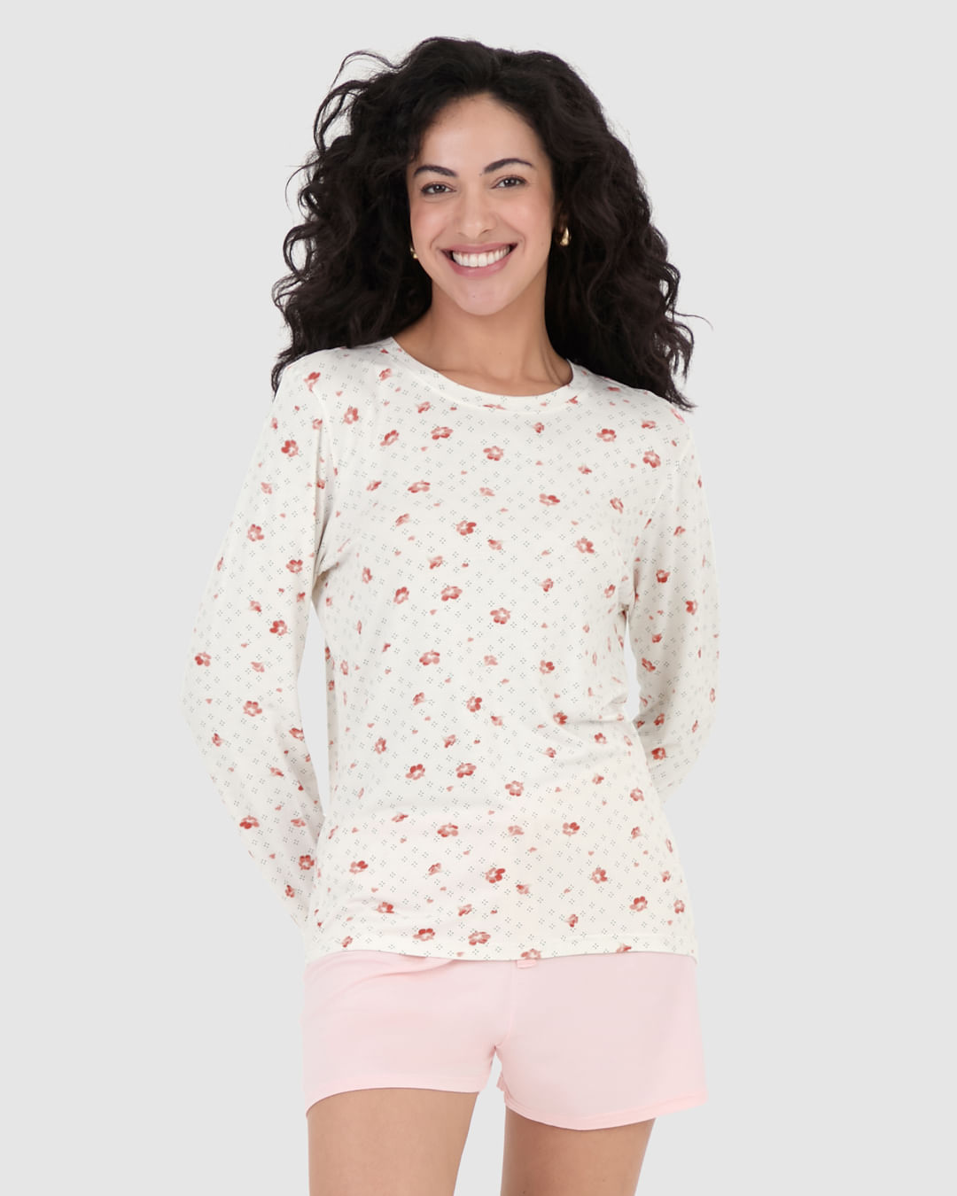 Blusa Feminina De Pijama Manga Longa Em Viscose Stretch - Imagem 11
