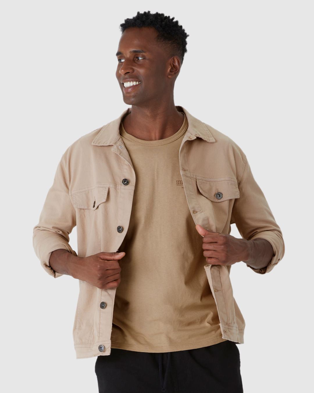 Jaqueta Masculina Tradicional Abotoamento Frontal Em Sarja Com Elastano - Imagem 6