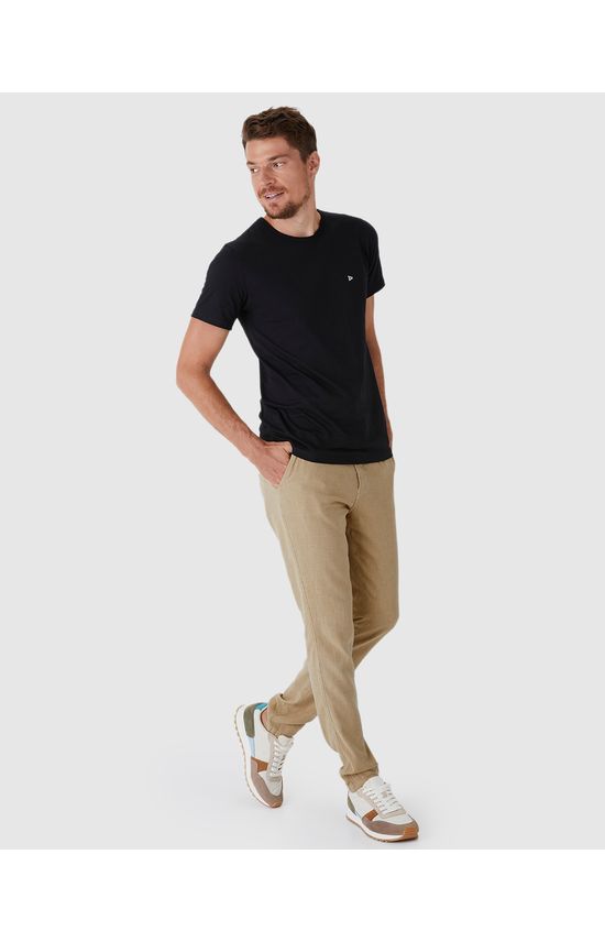 Calça Chino Masculina Cintura Média Com Cadarço Em Sarja Linho