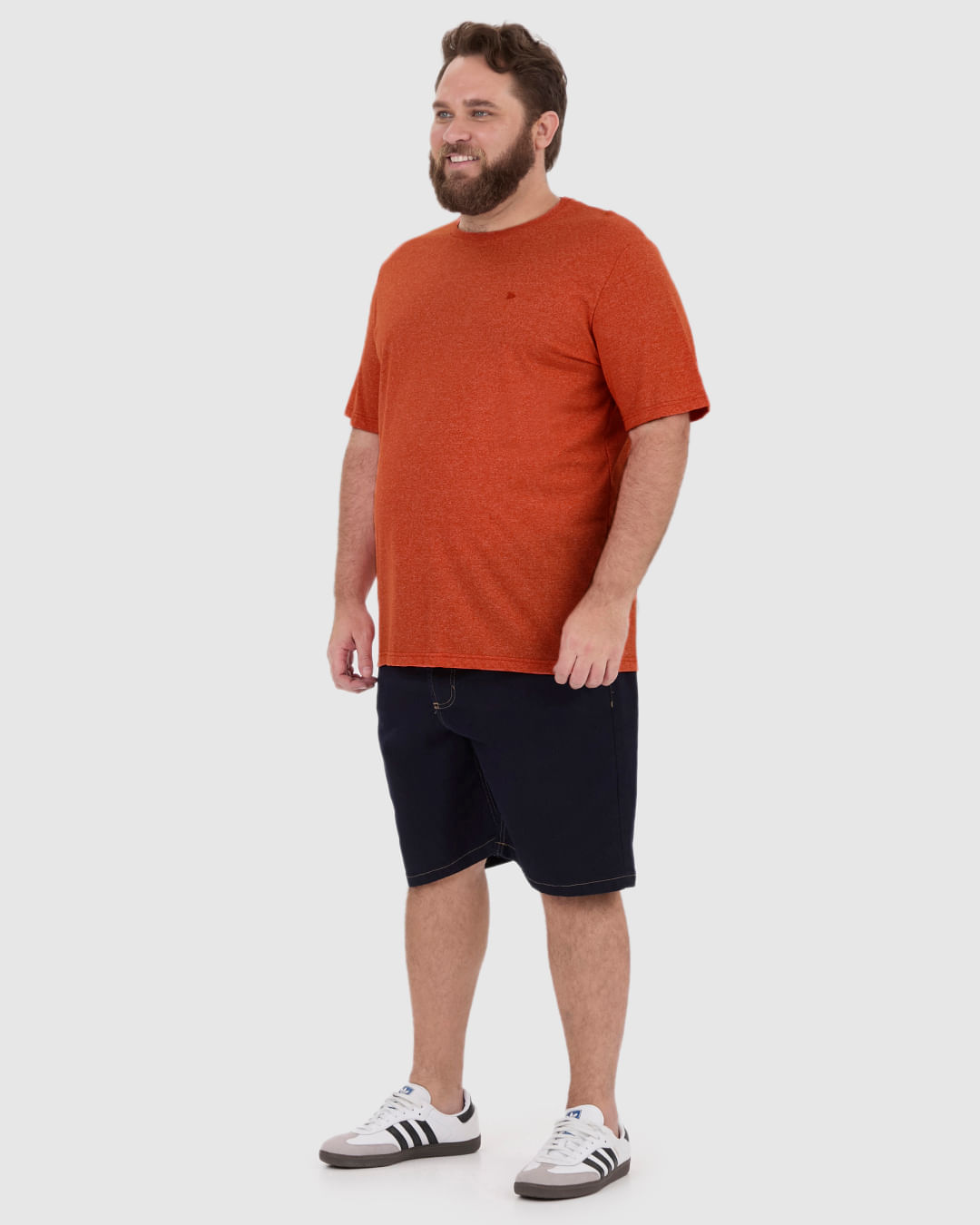 Camiseta Básica Masculina Plus Size Decote Redondo Em Malha Rajada - Imagem 17