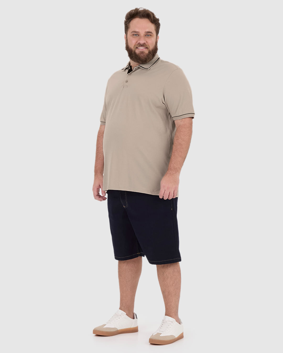 Camisa Polo Masculina Plus Size Abertura Lateral Em Piquet Stretch - Imagem 12