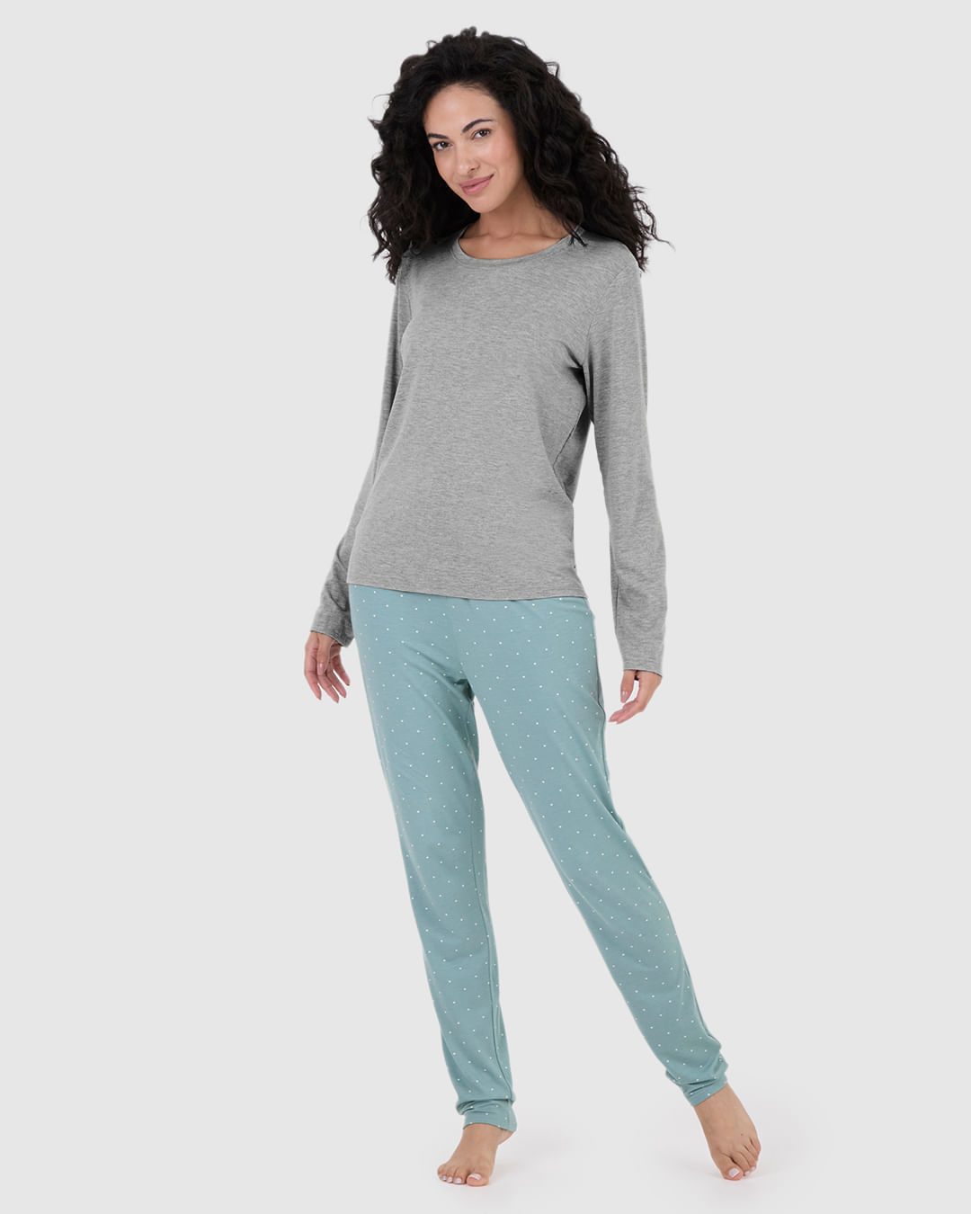 Blusa Feminina De Pijama Manga Longa Em Viscose Stretch - Imagem 17