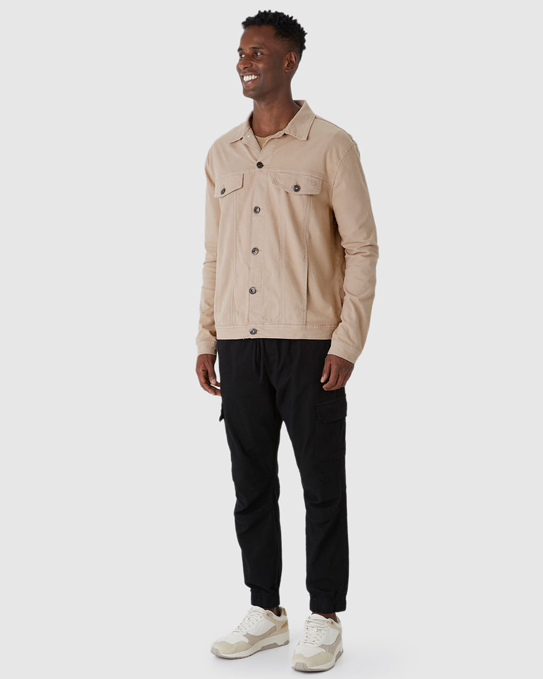 Jaqueta Masculina Tradicional Abotoamento Frontal Em Sarja Com Elastano - Imagem 2