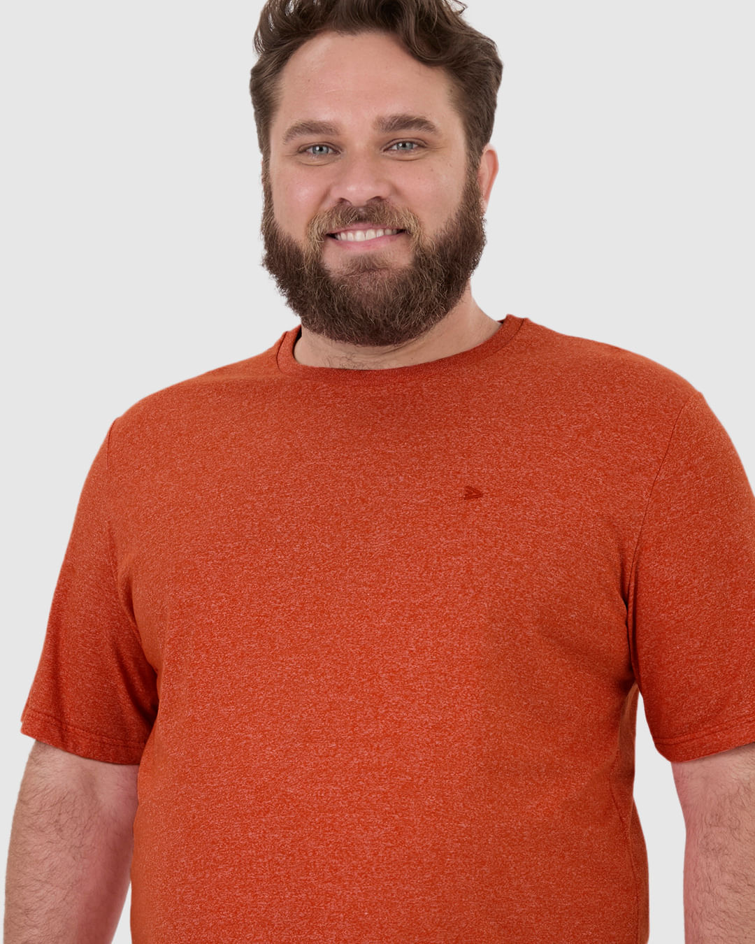 Camiseta Básica Masculina Plus Size Decote Redondo Em Malha Rajada - Imagem 3