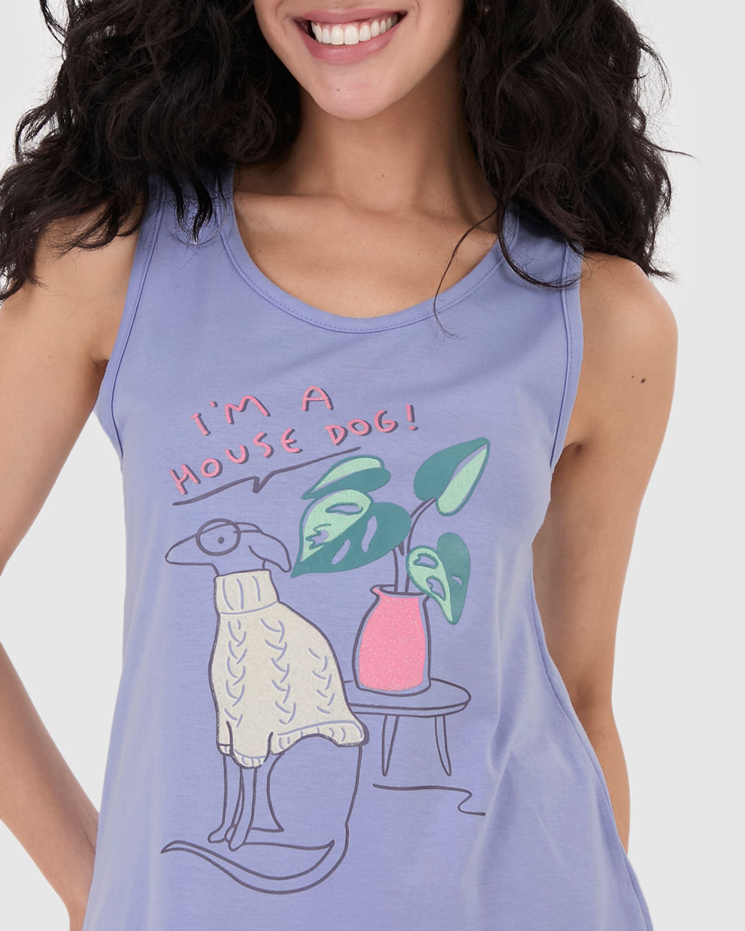 Pijama Feminino Regata I'm A House Dog Em Algodão - Imagem 23