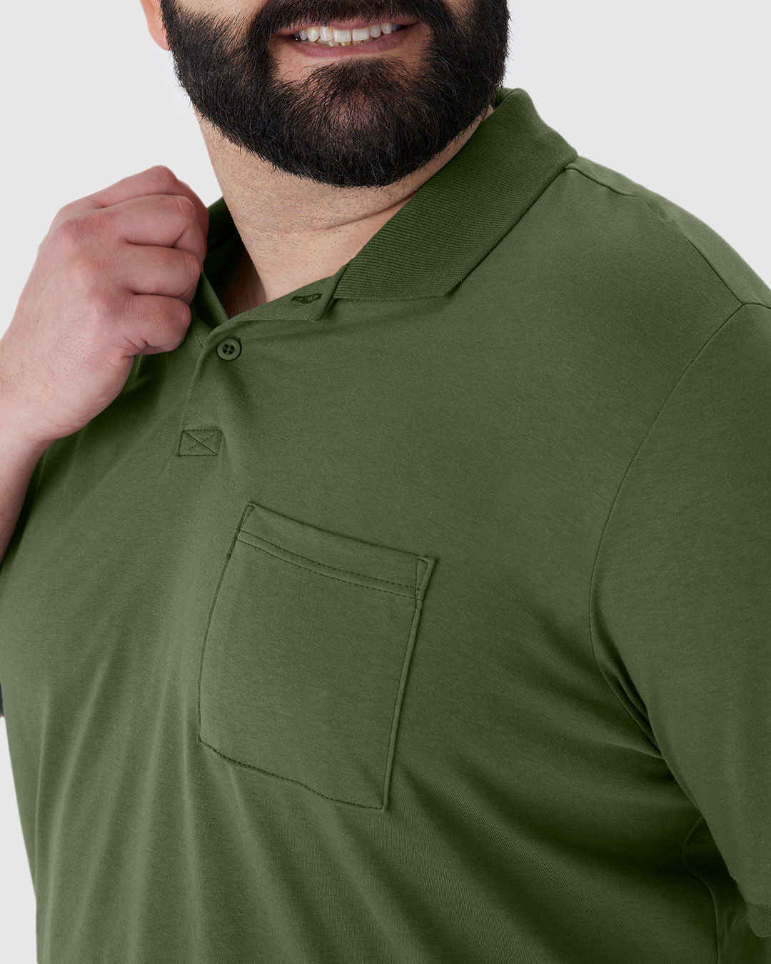 Camisa Polo Masculina Plus Size Com Bolso Funcional Em Algodão - Imagem 23