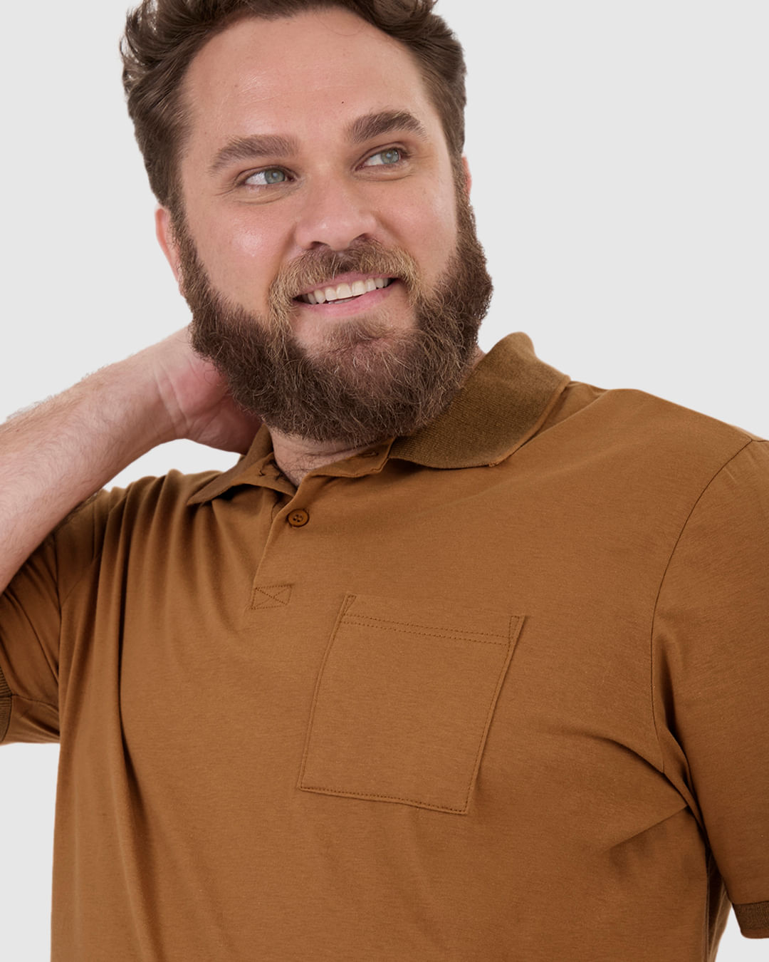 Camisa Polo Masculina Plus Size Com Bolso Funcional Em Algodão - Imagem 23