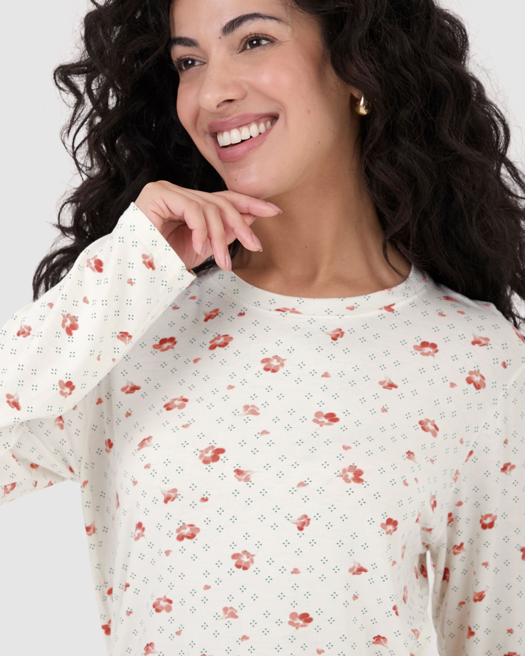 Blusa Feminina De Pijama Manga Longa Em Viscose Stretch - Imagem 8