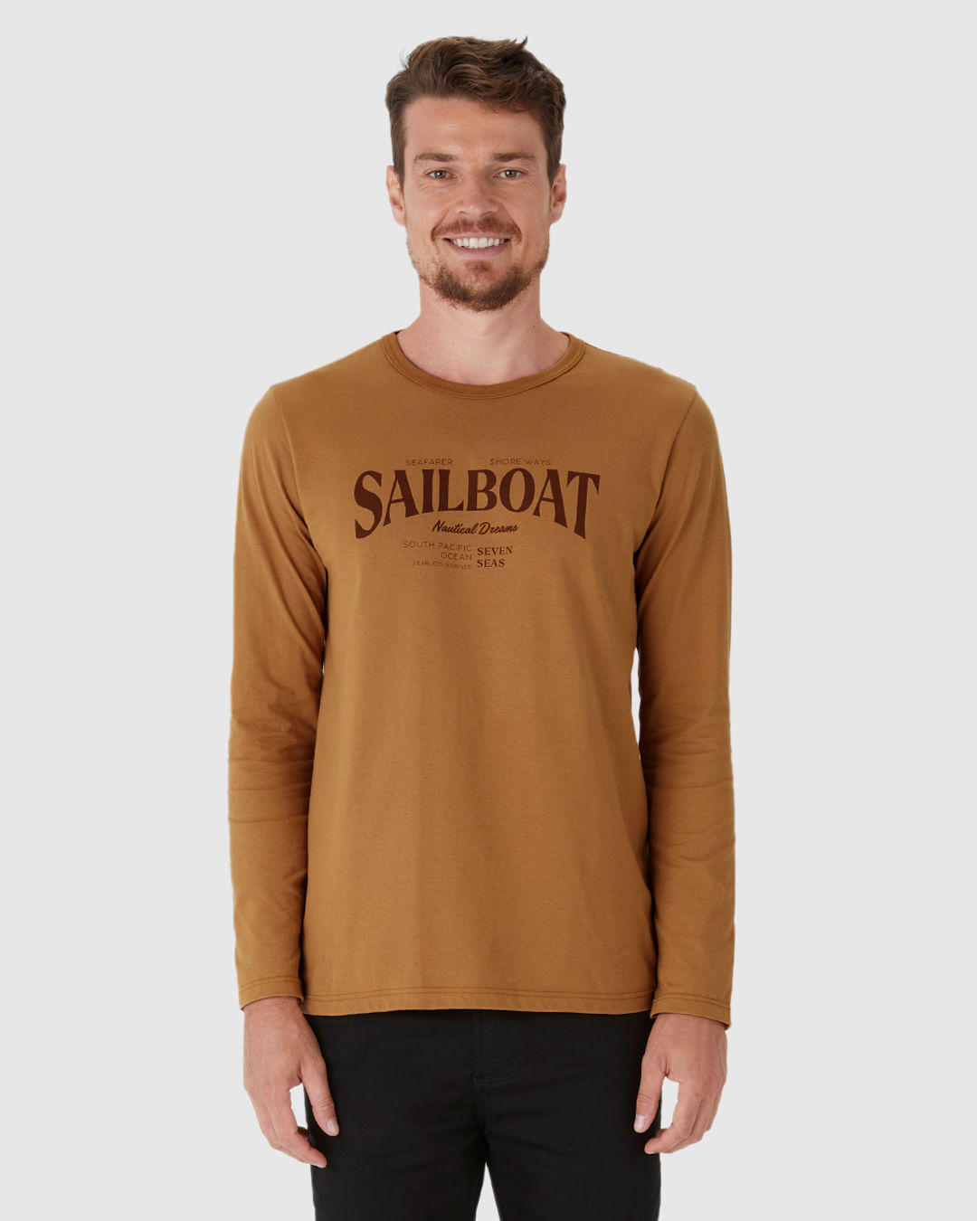 Camiseta Masculina Manga Longa Com Estampa Em Algodão - Imagem 14