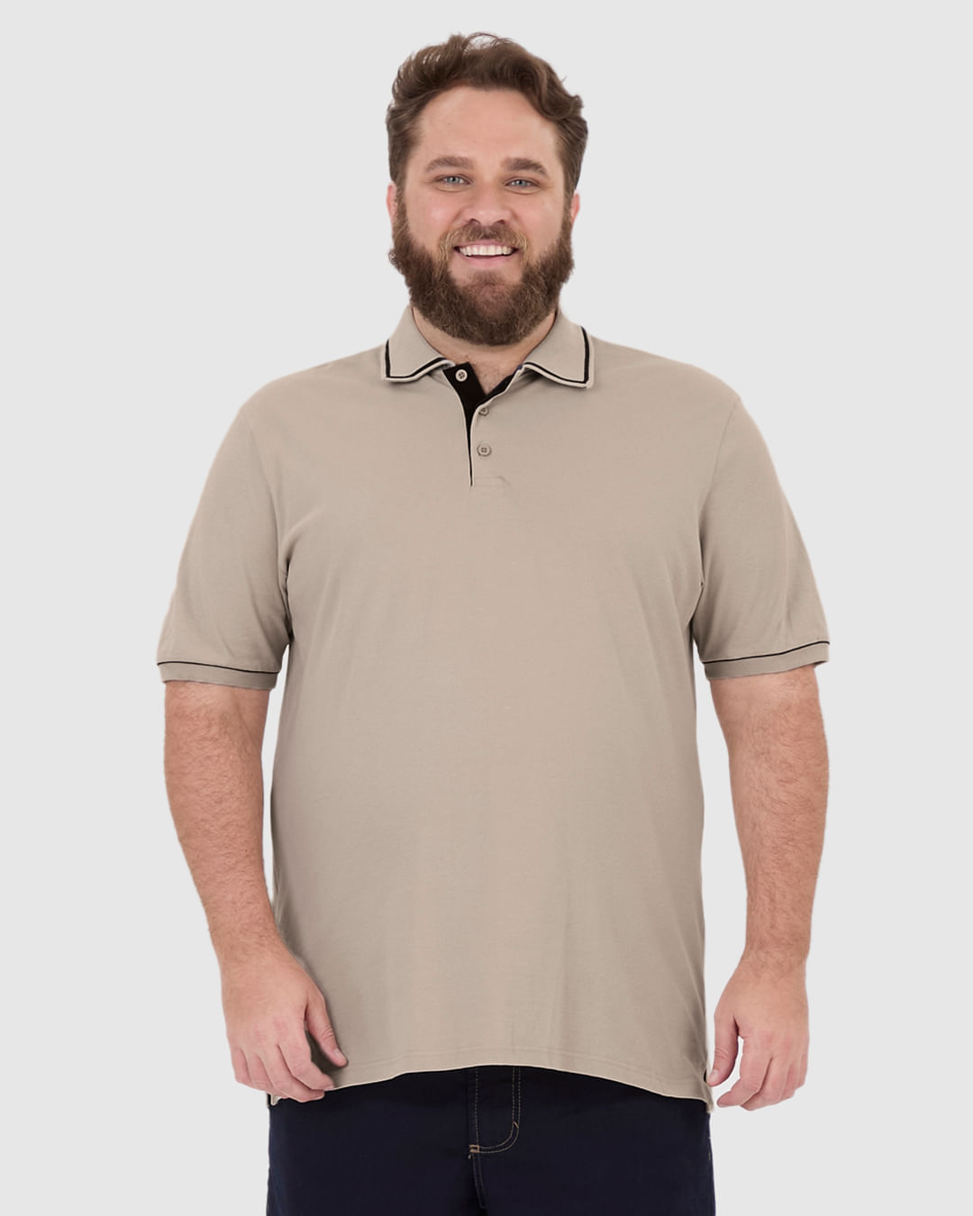 Camisa Polo Masculina Plus Size Abertura Lateral Em Piquet Stretch - Imagem 9