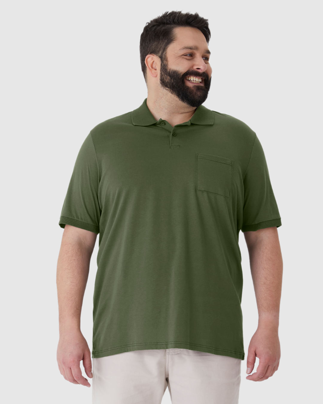 Camisa Polo Masculina Plus Size Com Bolso Funcional Em Algodão - Imagem 24