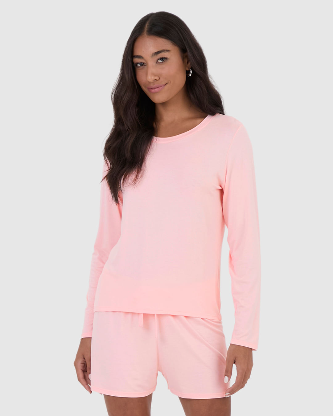 Blusa Feminina De Pijama Manga Longa Em Viscose Stretch - Imagem 4